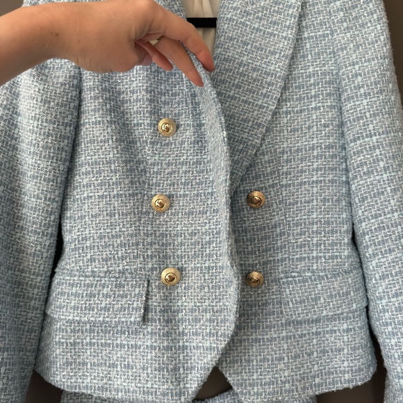 Light Blue Tweed Blazer & Skort Matching Set Size XS - Picture 6 of 16